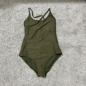 Old Navy Olive Ribbed One-Piece Swimsuit